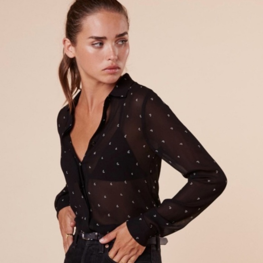 Reformation Ridley Blouse in Black Moon